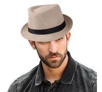 Peosaard Top Hat, Fedora Hats for Men, Breathable Sun Hat with Short Brim, Woven Style Khaki Fedora Cap for Summer, Hats for Kids (One Size)