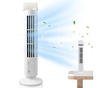 Peosaard Tower Fan Desktop Mini Tower Fan with LED Light Portable USB Charging 2 Speed Settings Oscillating Fan No Leaves Quiet Cooling Fans for Home Office, Small Fans For Bedroom
