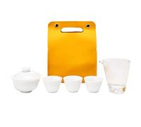 Peosaard Travel Tea Set, Gaiwan Tea Set Portable Ceramic Gongfu with Storage Bag for Home Travel Picnic Outdoor, Pot and Cups