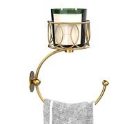 Peosaard Vintage Bathroom Accessories, Vintage Towel Hook with Wall Mounted Candle Holder Gold Hand Towel Holder Metal Rustic Bathroom Accessories, Decor