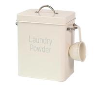 Peosaard Washing Powder Storage with Spoon 4L Sealed Moistureproof Anti-rust Lifting Handle Container Detergent Box for Bathroom Laundry, White, Washing Powder Storage Container