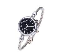 Peosaard Women Silver Cable White Dial Analogue Quartz Bangle Watch with Metal Band Cuff Bracelet Watch Fashion Daily Wrist Watches for Girls Women Roman Numerals Black Bangle watch