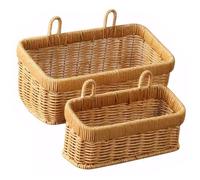 Peosaard Woven Wall Baskets,2Pcs Wall Hanging Basket,Water Hyacinth Baskets for Shelf,Decorative Baskets for Organizing,Wall Storage for Kitchen, Garden,and Living Room