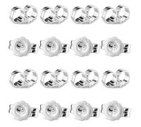 PEOVLVN 16 Pcs Earring Backs Replacements, Sterling Silver White Gold Plated Earring Backs for Studs Secure Earring Backings for Locking Stud Earrings