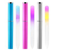 PEOVLVN 3 Pack Glass Nail Files for Natural Nails, Glass Nail File with Case Crystal Nail File Professional Manicure Tool Nail Care Fingernail Files for Women Christmas Stocking Stuffers (Color B)