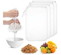 PEOVLVN 4 Pack Nut Milk Bag Reusable Fine Mesh Strainer for Juicing Nut Bag Food Strainer Cheese Cloth Bag for Straining Juice Cold Brew Coffee Tea Beer Yogurt and Soup (11.8x7.9inch, 11.8X 9.8inch)