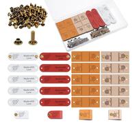 PEOVLVN 40 Pcs Leather Tags for Crochet Items, Personalized Handmade Tags with Rivets Made with Love Tag Sewing Labels for DIY Crafts Sewing Crocheting Knitting Accessories (4 Colors)