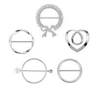 PEOVLVN 5 Pcs Shirt Clips for Women Clothing, Cute Scarf Ring and Slides for Scarves Alloy Shirt Ties Clips for Tops Side Waist Tightener Loose Clothes Corner Knotted Button