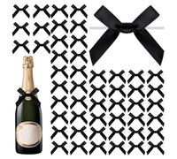 PEOVLVN 50 Pcs Twist Tie Bows, Premade Black Ribbon Bows Satin Black Bow Decorations for Cake Balloons Gift Wrapping Christmas Wedding Baby Shower Birthday Party Favors (3x2.8 Inch)