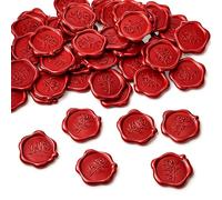 PEOVLVN 50 Pcs Wax Seal Stickers, Red Envelope Seal Sticker Adhesive Backed Wax Seals Elegant Floral Design Rose Stickers for Envelopes Wedding Invitation Christmas Cards Gift Wrapping