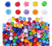 PEOVLVN 500 Pcs Glitter Pom Pom Balls, 0.6inch Small Pom Poms for Crafts Fluffy Puff Balls Multicolor Pompoms for Art Crafts DIY Projects Holiday Party Home Decorations