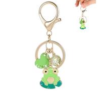 PEOVLVN Cute Frog Keychain, Alloy Frog Decor Inspirational Key Chains Gifts for Women Backpacks Bags Purse Car Key Ring Accessories
