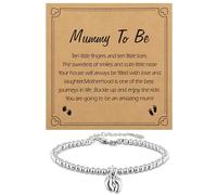 PEOVLVN Mum to Be Gifts: Little Foot Charm Bracelet with Greeting Card and Gift Bag for 1st Mother's Day or Baby Shower