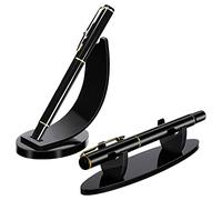 Peowuieu 2 Pieces Acrylic Pen Holder Display Stand Pencil Display Holder Fountain Pen Ballpoint Pen Display Rack (Black)