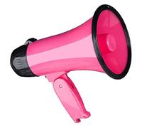 Peowuieu 25 Watt Compact Speaker PA Bullhorn - with Built-in Siren, Voice Recorder, Bottle Opener,Pink