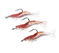 Peowuieu 3Pcs 6cm/3g Artificial Fishing Lure Shrimp Prawn Bait Fishing Tackle Noctilucent Luminous Lifelike with Red
