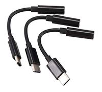 Peowuieu 3Pcs Type C to 3.5mm Headphone Audio Adapter,USB-C to 3.5mm Female AUX Microphone Connector Cable for Z, Le 2/Le Pro 3,Not Fit for and Pixel(Black)