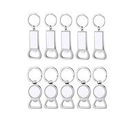 Peowuieu Pack of 10 Sublimation Blank Keyrings Sublimation Metal Bottle Opener Blank Key Fob Aluminium Heat Transfer Key Chain