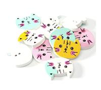 Peowuieu Pack of 100 Animal Cat Wooden Buttons Sewing Scrapbooking DIY 2 Holes