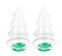 Peowuieu Pack of 2 Candy Jars Christmas Tree Shaped Plastic Biscuit Jars with Lid Beautiful Sweets Storage Bottles 1.55 L