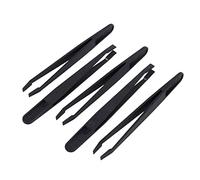 Peowuieu Pack of 5 manual tools, black, plastic, flat tip, anti-static tweezers, 12 cm