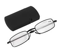 Peowuieu Portable 1 Pairs of Compact Folding Reading Glasses with Mini Flip Top Carrying Case for Fashion Men and Women Rotation Eyeglass +2.0 Black