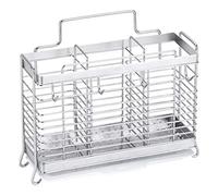 Peowuieu Stainless Steel Cutlery Holder Hanging Cutlery Sink Utensil Drying Drainer for Chopsticks Spoons Knife Storage saving Utensil Rack Fork Flatware Storage Drainer Container Silver