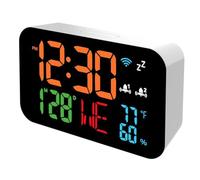 Peowuieu Tuya WiFi Clock Calendar Intelligent Thermometer Hygrometer with Digital LED Display Support WIFI Auto-Calibration