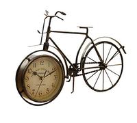 Peowuieu Vintage Iron Bicycle Type Table Clock Classic Non-Ticking Silent Retro Decorative Bike Clock for Living Room Study Room Cafe Bar Office Ornament Gifts Antique Copper-Colored