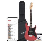 PEOZ Electric Guitar, Smart Digital Guitar with 35 Sound Effects, Built-in Tuner, USB Interface, 5W Speaker, Red (Deep Red)