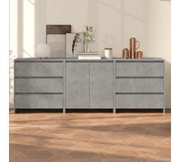 pepa wooden sideboard with 2 doors 6 drawers in concrete effect
