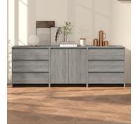 pepa wooden sideboard with 2 doors 6 drawers in sonoma grey