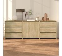 pepa wooden sideboard with 2 doors 6 drawers in sonoma oak