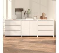 pepa wooden sideboard with 2 doors 6 drawers in white