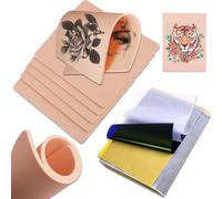 PEPAX 3mm Tattoo Practice Skin Kit - 5pcs Fake Skin & 20pcs Stencil Paper, Butterfly Pattern, Pink, Not Water Resistant