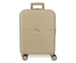Pepe Jeans Accent Cabin Suitcase Black 40x55x20 cm Rigid ABS Closure TSA Integrated 37L 2.7 kg 4 Double Wheels Hand Luggage by Joumma Bags, Beige, Cabin Suitcase