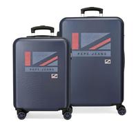 Pepe Jeans Aidan Suitcase Set Blue 55/65 cm Rigid ABS Side Combination Lock 90 7.5 kg 4 Wheels Double Hand Luggage