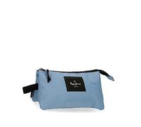 Pepe Jeans Aris Blue Triple Pencil Case 22 x 12 x 5 cm Polyester, Blue, One Size, Triple Case