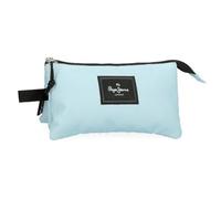 Pepe Jeans Aris Colorful Triple Pencil Case Blue 22x12x5cm Polyester by Joumma Bags, Blue, Triple Case