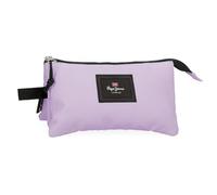 Pepe Jeans Aris Colorful Triple Pencil Case Lilac 22x12x5cm Polyester by Joumma Bags