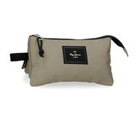 Pepe Jeans Aris Evergreen Triple Pencil Case Beige 22x12x5 cm Polyester by Joumma Bags