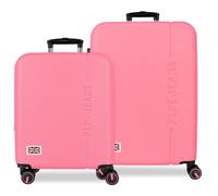 Pepe Jeans Aris Fuchsia Luggage Set 55/68 cm Rigid ABS Integrated Combination Lock 109L 6.08kg 4 Double Wheels Extendable Hand Luggage by Joumma Bags