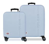 Pepe Jeans Aris Light Blue Luggage Set 55/68 cm Rigid ABS Integrated Combination Lock 109L 6.08kg 4 Double Wheels Extendable Hand Luggage by Joumma Bags