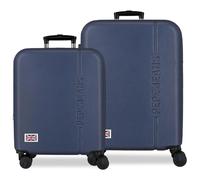 Pepe Jeans Aris Marine Luggage Set 48x68x27 cm Rigid ABS Integrated Combination Lock 109L 6.08kg 4 Double Wheels Extendable Hand Luggage by Joumma Bags