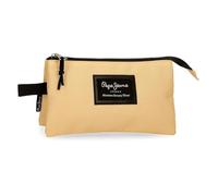 Pepe Jeans Aris triple pencil case, 12 x 22 x 5 cm, yellow, 12x22x5 cms, triple case