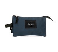 Pepe Jeans Aris Triple Pencil Case, Blue, 22 x 12 x 5 cm, Polyester