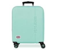 Pepe Jeans Aris Turquoise Blue Cabin Suitcase 40x55x20 cm Rigid ABS Combination Closure Integrated 37L 2.6kg 4 Double Wheels Extendable Hand Luggage by Joumma Bags