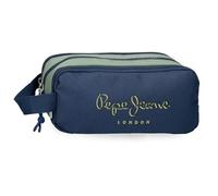Pepe Jeans Arwyn Triple Pencil Case Navy 22x10x9cm Polyester 1.98L by Joumma Bags