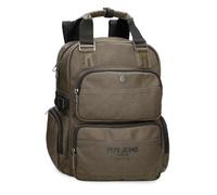 Pepe Jeans Berwick Adaptable Double Compartment Backpack Khaki 28x40x16 cm PU and Polyester 17.92L by Joumma Bags
