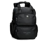 Pepe Jeans Berwick Backpack Double Compartment Adaptable Black 28x40x16cm PU and Polyester 17.92L by Joumma Bags